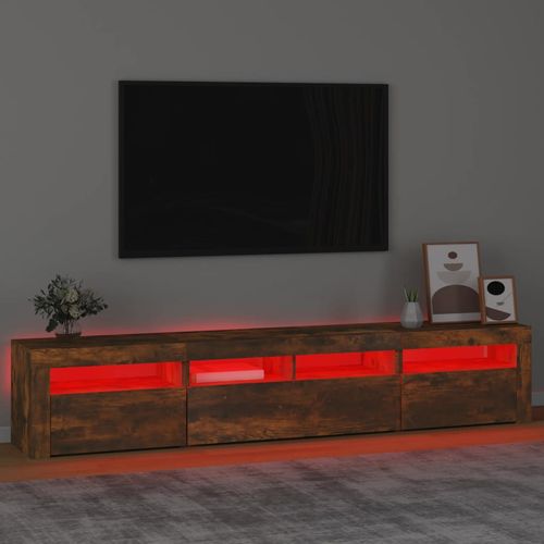 Szafka pod TV z oświetleniem LED, przydymiony dąb, 210x35x40 cm na Arena.pl