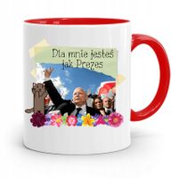 Kubek Czerwony Śmieszny Pis Jarosław Kaczyński Z Nadrukiem Ze Zdjęciem