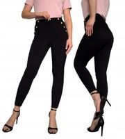 Legginsy z guzikami Legginsy w prążek ELEGANCKIE