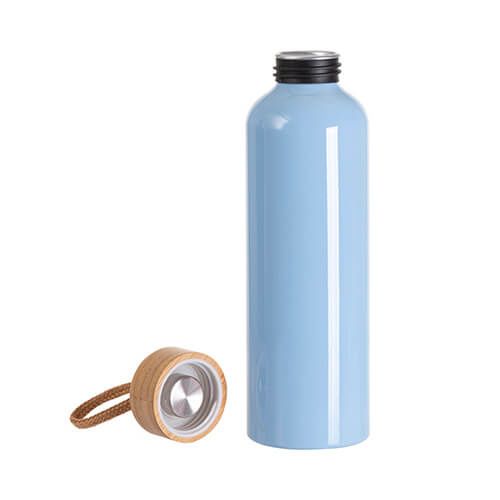 Aluminiowa butelka na wodę 600 ml z bambusową pokrywką do sublimacji - błękitna na Arena.pl