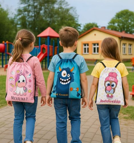 Worek plecak dla dzieci do przedszkola szkoły PERSONALIZOWANY różne wzory na Arena.pl