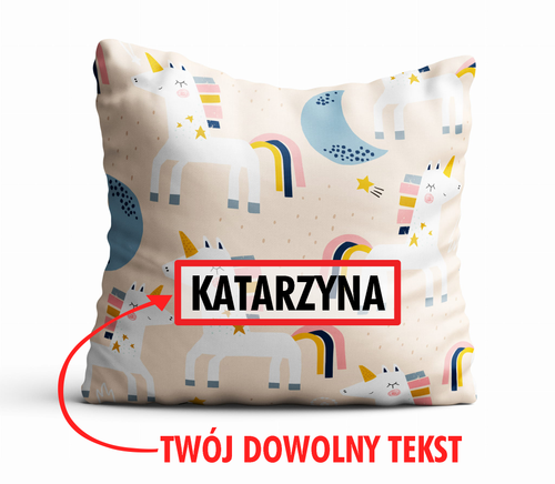 Poduszka DZIECIĘCA z Twoim napisem PD30 rysunkowe jednorożce na Arena.pl