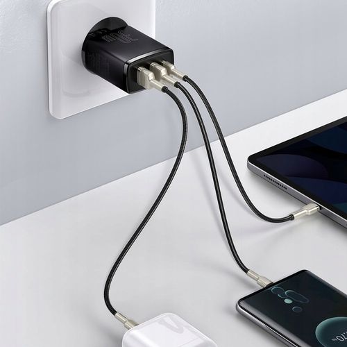 BASEUS SZYBKA ŁADOWARKA SIECIOWA 2x USB / USB-C MOCNY ZASILACZ 30W 3A PD QC na Arena.pl