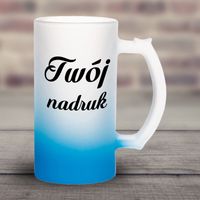 Kufel z mrożonego szkła z niebieskim dnem z Twoim nadrukiem