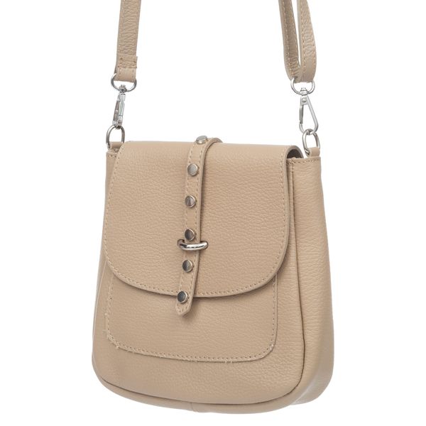 VERA PELLE torebka skórzana listonoszka z klapą i paskiem V645 biała zdjęcie 4