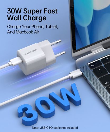 ładowarka sieciowa gan usb-c pd 30w biała na Arena.pl