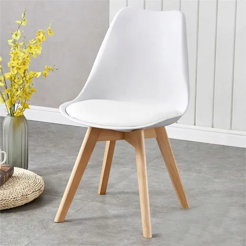 KRZESŁO Z PODUSZKĄ BIAŁE DSW DO JADALNI BIURA SALONU STYL SKANDYNAWSKI na Arena.pl