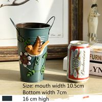 Vintage Doniczka doniczka - Wiadro - METALOWA - Idealna Do Domu I Ogrodu 42 Zielony