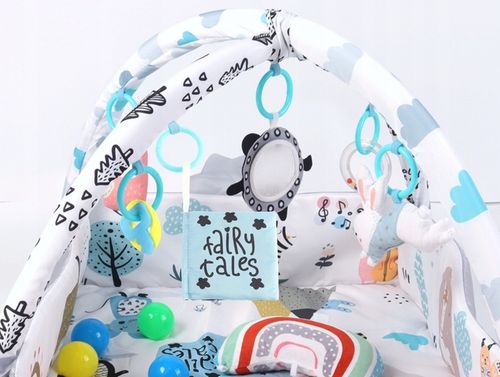 Duża Mata Edukacyjna Miękka Interaktywna 4w1 Poduszka Minky 20 piłek na Arena.pl