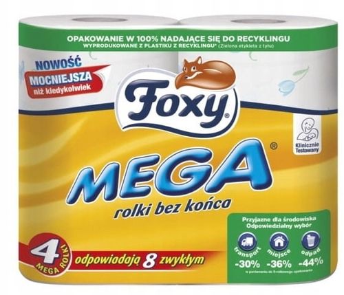 Papier toaletowy FOXY MEGA DŁUGI 4 rolki x4 na Arena.pl