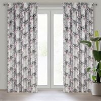 Zasłona gotowa na taśmie LUCIA 140x270 kremowa szara różowa kwiaty