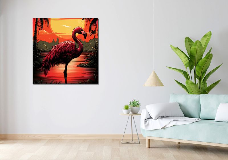 Obraz 90x90cm Flaming nad Wodą zdjęcie 2