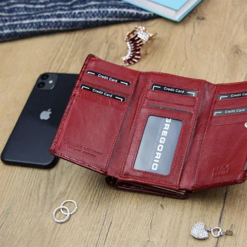 portfel damski skórzany  czerwony  gregorio na Arena.pl