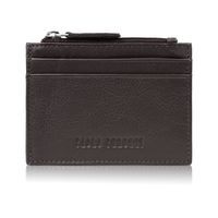 etui na karty ze skóry naturalnej z kieszonką na suwak rfid brązow