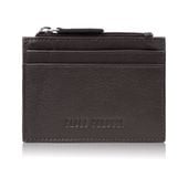 etui na karty ze skóry naturalnej z kieszonką na suwak rfid brązowe paolo