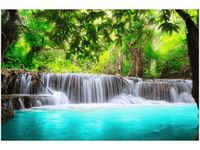 OBRAZ KOLOROWA WODA KOLOROWY WODOSPAD BŁĘKITNA RZEKA