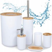 ZESTAW KOMPLET ŁAZIENKOWY AKCESORIA BIAŁY 6 EL WC KOSZ DOZOWNIK DO ŁAZIENKI