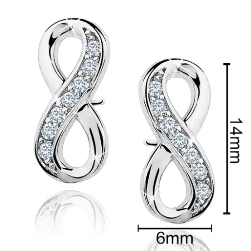 KOLCZYKI SREBRNE 925 RODOWANE NIESKOŃCZONOŚĆ, KOLCZYKI WYRKĘTKI SZTYFTY na Arena.pl