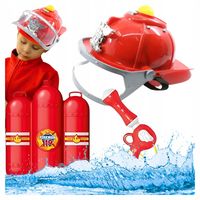 KASK STRAŻACKI Interaktywny + PISTOLET na WODĘ ze zbiornikiem MAŁY STRAŻAK