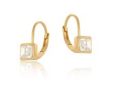 kolczyki kwadratowe kryształki na angielskim zapięciu dla dziewczynki