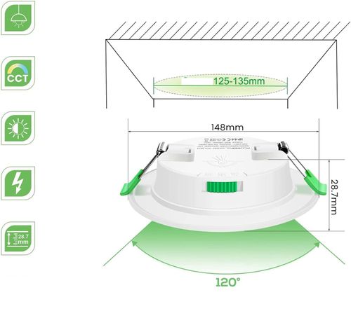 Lampy sufitowe LED wpuszczane 10W z regulacją barwy światła 12 sztuk na Arena.pl