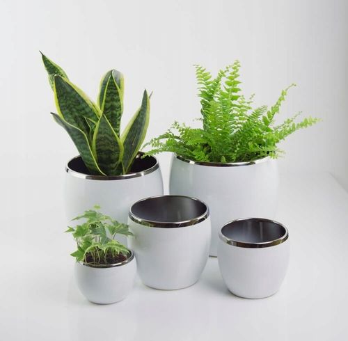 OSŁONKA KSZTAŁT KULI, KULA DONICZKA BIAŁO-SREBRNA 17 CM NA KWIATY na Arena.pl