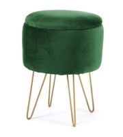 Pufa otwierana z pojemnikiem welurowa LILI Butelkowa Zieleń