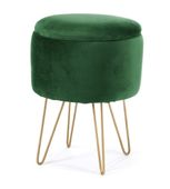 Pufa otwierana z pojemnikiem welurowa LILI Butelkowa Zieleń