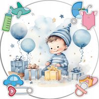 OPŁATEK NA TORT 20CM - BABYSHOWER DEKORACJA URODZINOWA + IMIĘ 15CM 18CM
