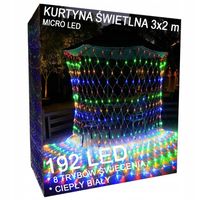 KURTYNA GIRLANDA ŚWIETLNA LED LAMPKI WISZĄCE 8 TRYBÓW MULTIKOLOR 3x2m