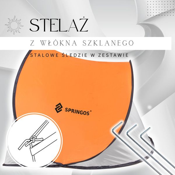 Namiot plażowy samorozkładający Pop-up biało pomarańczowy zdjęcie 3