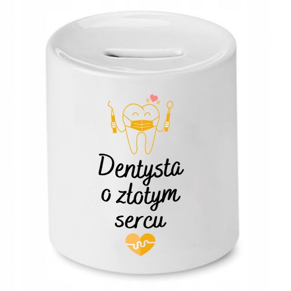 Skarbonka Dla Dentysty O Złotym Sercu Prezent Z Nadrukiem Ze Zdjęciem Z Nad zdjęcie 1