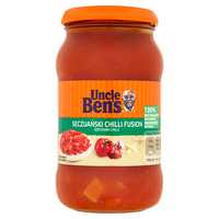 UNCLE BEN'S Sos seczuański Chilli Fusion. Pikantny sos z kruchymi warzywami, pędami bambusa i nutą sezamu 400 g