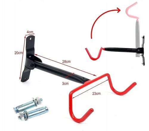 STOJAK WIESZAK NA ROWER NA ŚCIANĘ UCHWYT ROWEROWY HAK UDŹWIG DO 30 KG na Arena.pl