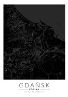 Gdańsk mapa czarna - plakat 29,7x42 cm