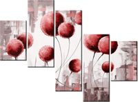 100 75CM OBRAZ 5 ELEM ABSTRAKCYJNE DMUCHAWCE CZERWIENI ŚCIENNY