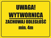 Tabliczka Uwaga! Wytwornica zachowaj odległość grawer piktogram 20x15
