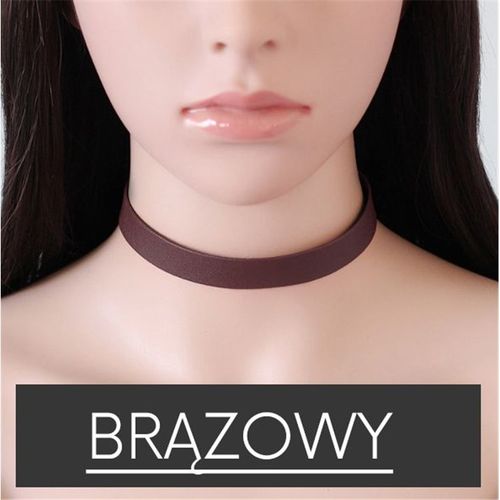 naszyjnik choker skórzany - brąz n480br na Arena.pl