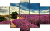 70 100CM OBRAZ 5 ELEM LAWENDOWY KRAJOBRAZ DRUK PŁÓTNO
