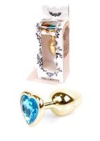 plug-jewellery gold  heart plug- light blue