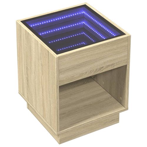Stolik nocny z LED Infinity, dąb sonoma, 40x40x50 cm na Arena.pl