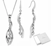 KOMPLET BIŻUTERII SREBRNY FALA CYRKONIE SWAROVSKI