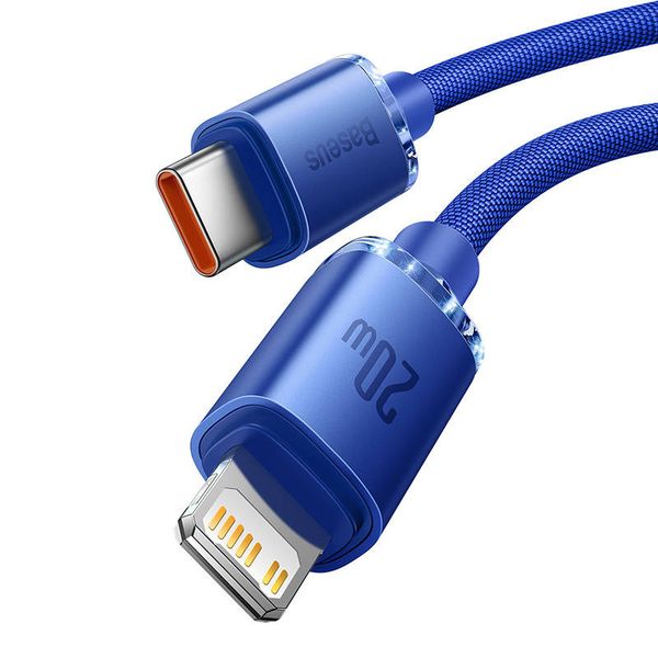 kabel usb-c do lightning baseus crystal shine, 20w, pd, 2m (niebieski) zdjęcie 3