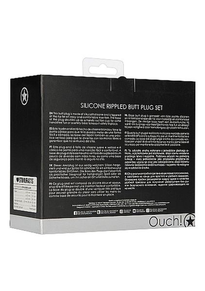 Rippled Butt Plug Set - Black zdjęcie 3