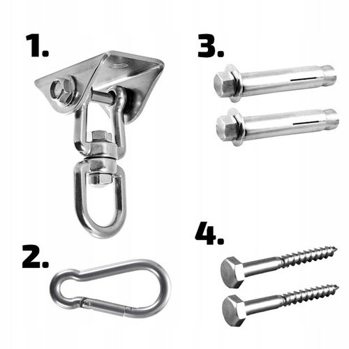 ZESTAW MONTAŻOWY HAK OBROTOWY SUFITOWY FOTELA HAMAKA HUŚTAWKI KARABIŃCZYKI na Arena.pl