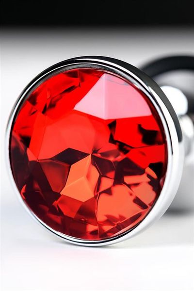 Silver Anal Plug With  Red Gem zdjęcie 3