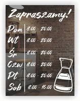 Naklejka zapraszamy godziny otwarcia na witrynę drzwi szybę 39x45 cm