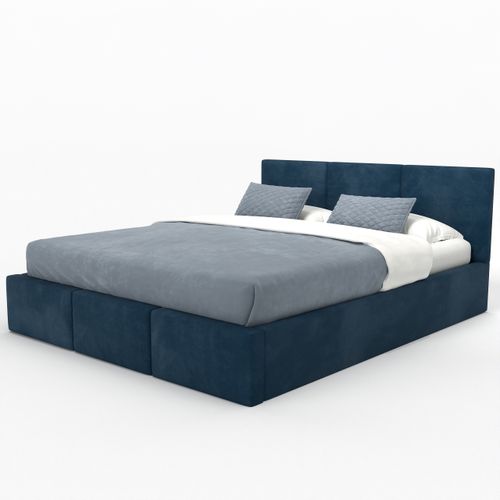 ŁÓŻKO TAPICEROWANE 180x200 ŁÓŻKO PODWÓJNE Z POJEMNIKIEM GRANATOWE na Arena.pl