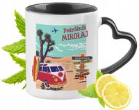 Kubek Czarny Z Uszkiem W Kształcie Serca Dla Mikołaja Idealny Na Prezent