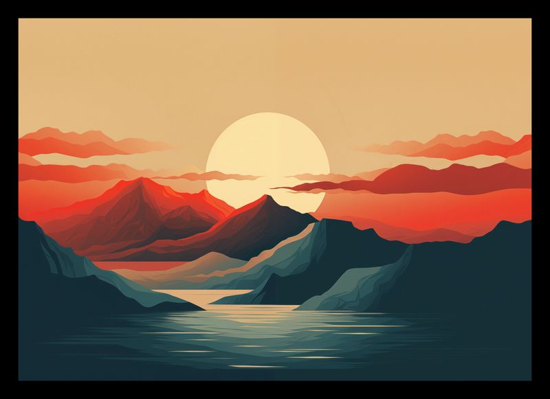 Plakat 29,7x21cm Zachód Słońca nad Górami zdjęcie 2